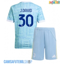 Camisa de time de futebol Juventus Jonathan David #30 Replicas 2º Equipamento Infantil 2025-26 Manga Curta (+ Calças curtas)